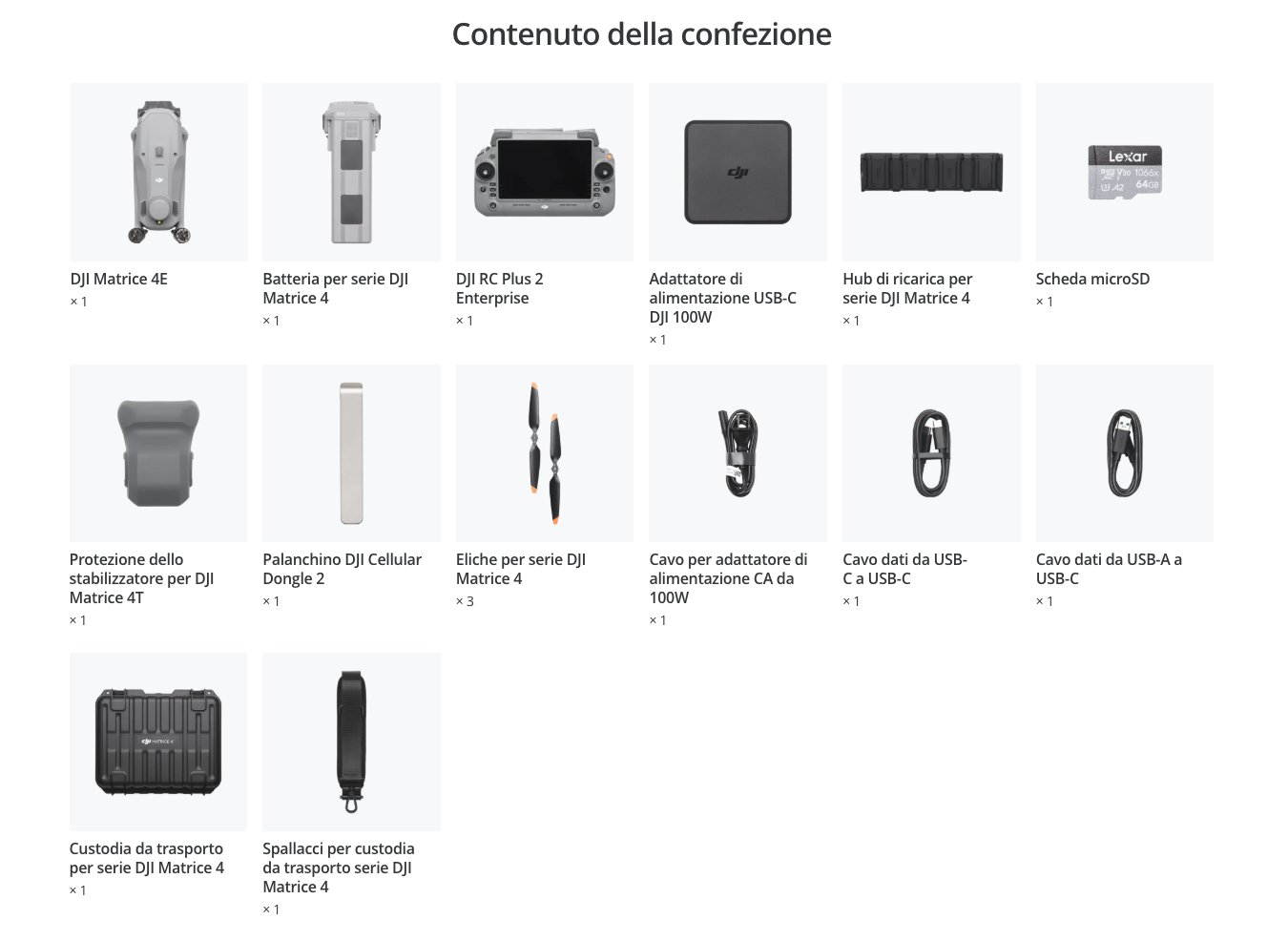 Contenuto Dji Matrice 4E