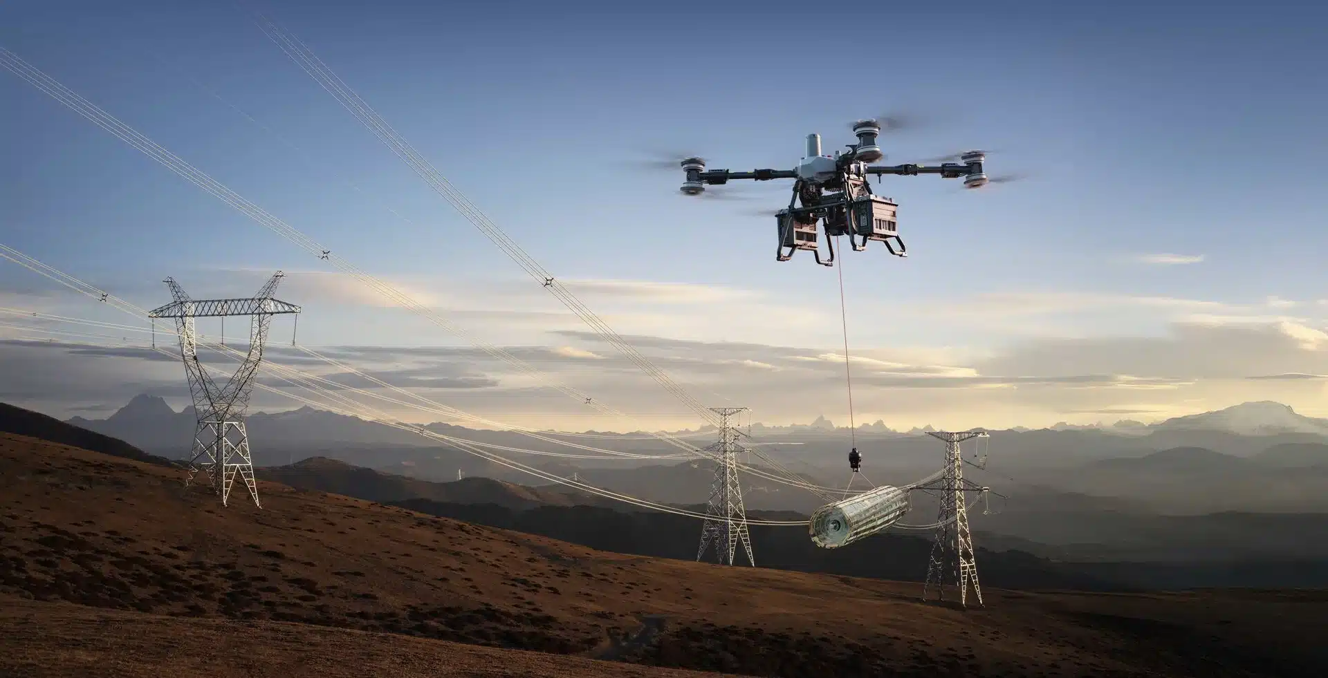 DJI FlyCart cargo drones during a material transport operation